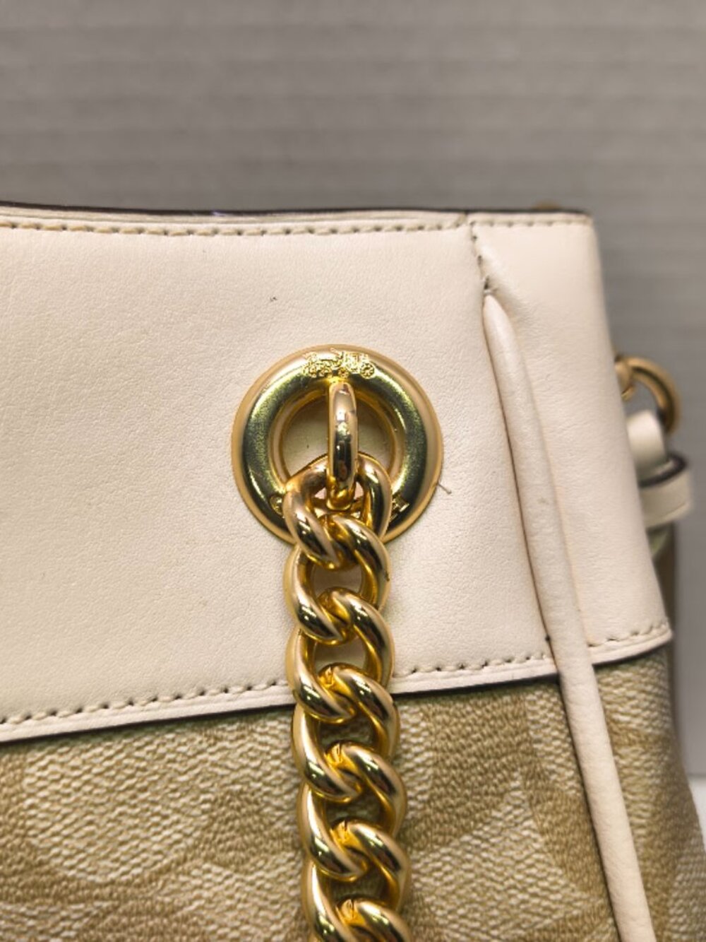 Coach C8152 Cammie Chain Bucket Bag In Signature Canvas Smooth Leather - Picture 7 of 15